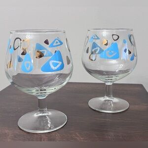 Pair of Federal Glass Brandy Snifters Atomic Amoeba 1950’s